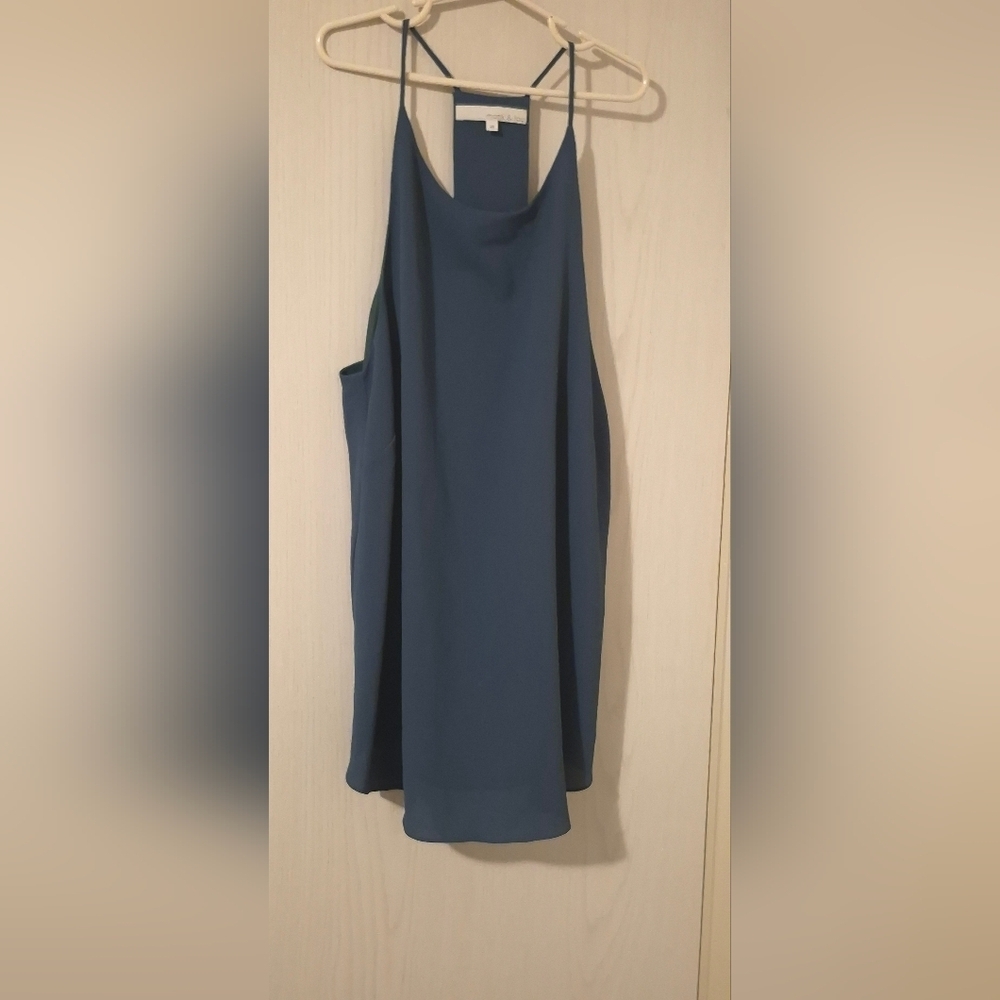 Monk & Lou Flowing High-Neck Trapeze Tank – Teal – Size XS